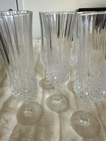 Clear Stemmed Champagne Flute Wine Glass Set of 6 Glass Flutes Service for 6