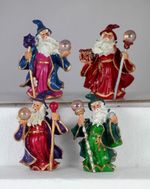 9.8cm WIZARDS with CRYSTAL BALLS - SET OF FOUR ASSORTED WARLOCKS - MYSTIC FAVOUR
