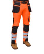 Men’s Cargo Hi Vis Work Trousers Heavy Duty Workwear Orange,Parrot Color