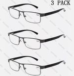 3 Packs Metal Mens Womens Unisex Reading Glasses Slim Lightweight Black
