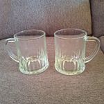 Set of 2 Clear Glass 1 Pint Beer Tankard Mugs with Handles, Stein Style