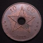 Congo Free State 1888 10 Centimes Copper (KM#4) aUNC