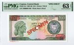 CYPRUS 1987 - 1988 SPECIMEN 10 POUND PICK 51s PMG 63 EPQ UNC DE LA RUE