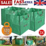 3PCS Garden Waste Bags 120L Heavy Duty Refuse Sacks Grass Leaves Rubbish Bags UK