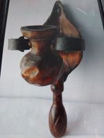 Vintage Primitive Folk tramp  Art. Wooden Hand Carved Candlestick.