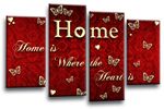 Home Wall Art Print Red Cream Living Room Large Framed Split Canvas Picture