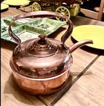 Victorian Copper Stove Top Kettle Round Manual with Lid & Handle