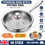 26/28/30/32cm Titanium Frying Pan w/ Lid Non-Stick Cookware Gas Induction Cooker