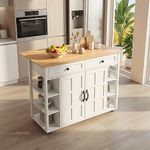 Kitchen Island with Drop Leaf, Rolling Kitchen Storage Trolley, 2 Door Cupboard