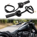 Black Motorcycle 1" Handlebar Hand Grips w/Switches Controls Housing For Harley
