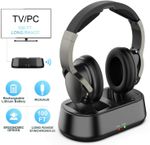 Rybozen Wireless TV Headphones with Transmitter Dock, Over-Ear Cordless Headset