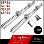 2/4X SBR12/16/20/25 Linear Rail 200mm-1500mm+4/8X SBR12/16/20/25UU Bearing Block