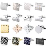 Stainless Steel Classic Smooth Curved Rectangle Silver Plated Plain Cufflinks