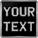 6.5x6.5 novelty black and silver Kids motorcycle pressed number plate text metal