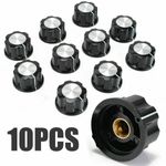 10Pcs Top Rotary Control Turning Knob for Hole 6mm Dia Shaft Potentiometer Set