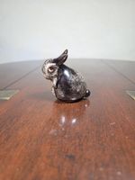 Vintage Glazed Stoneware Rabbit Figurine 