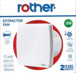 ROTHER Bathroom Extractor Fan White 100mm/4in Timer Silent Turbo
