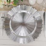 6 Pcs 13" Metallic Silver Sunray Acrylic Plastic Serving Charger UNDER Plates