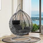 Hanging Rattan Egg Chair Garden Swing Chairs Patio Indoor Outdoor With Cushions