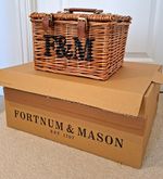 Fortnum & Mason 2026 Christmas Carry On Wicker Hamper Basket w/ Leather Handle