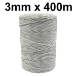 Electric Fence Braided Poly Rope 3mm x 400 Metre White horse Fencing equestrian
