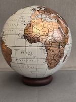 Decorative White & Gold World Globe on Turned Wooden Base 23cm Vintage Style