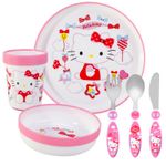 Hello Kitty Kids 6 Piece Dinnerware Cutlery Set Plate/Bowl/Cup/Knife/Fork/Spoon