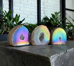 Aura Agate Geode Druze: Ethereal Standing Stone