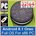 Bootable Android Oreo 8.1 32/64 Bit O/S For PC x86 Run Live Or Install Disc/USB