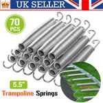 Set of 70 Trampoline Replacement Springs, Heavy-Duty Galvanised 5.5"/14cm Silver