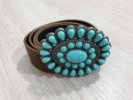 Western Turquoise Statement Belt – Boho Cowgirl Oval Buckle