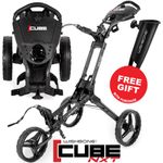 WISHBONE 2026 CUBE THREE GOLF PUSH TROLLEY - BLACK +FREE UMBRELLA HOLDER