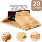20 X WOODEN COAT HANGERS SUIT GARMENTS CLOTHES WOOD HANGER TROUSER BAR SET
