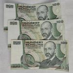 Austria 100 Schilling Bank Notes Pre Euro  x 3  Austrian National Bank 1984 