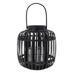 JVL Luna Bamboo Lantern Black Indoor Outdoor Décor With Handle