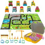 1Kg Kids Play Sand Road Play Mat Construction Trucks Creative Toy 31 PCs Playset