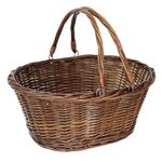 Wicker Shopping Basket Folding Handles - Shop Display Picnic Hamper - 41x33x18cm