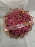 Handmade Ribbon Rose Eternal Bouquet -15  Pink Glitter Rose