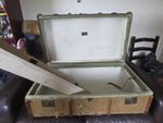 Vintage Canvas  Trunk H.W. Johnston Australia Emigrant  Label Antique Steamer