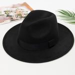 Mens Wide Brim Fedora Hat Classic Jazz Felt Trilby Elegant Ribbon Trilby Hat Cap