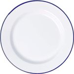 Falcon Enamelware Genuine Enamel 26cm Flat Dinner Pie Plate - White Enamel