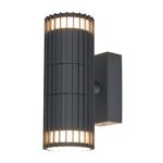 Litecraft Veda Ribbed Up & Down Anthracite Outdoor IP65 Rated Garden Wall Light