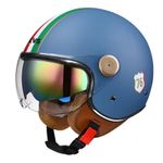 Lightweight Vintage Motorcycle Helmet with Dual Visor Motorbike Riding 3/4 Open