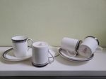 Royal Doulton Sarabande Set Of 4 Espresso Cups & Saucers, VGC.