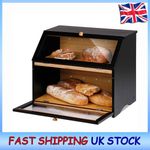 2 Layer Bamboo Bread Bin Cutting Board Kitchen Storage Box MOISTURE-RESISTANT