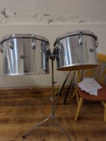 Slingerland Concert Toms. 13+14 Inches. Metal Chrome Clad. Maple Shellsl