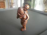 Hand Carved wood netsuke Geisha with octopus on shoulders collectable boxwood