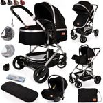 LIBREBON Baby Pram With Car Seat 3 in1 Travel System Buggy  Pushchar Up To 22Kg