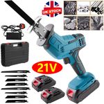 2 Battery 21V Reciprocating Saw Cordless Hand Saw Electric Wood Metal Cutter