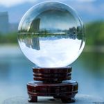 Clear Crystal Ball 200mm K9 Glass Lens Sphere Photography Sphere Decor W/Stand
